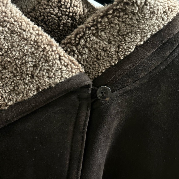 🌶️ Vintage Doncaster Dark Brown Leather Shearling Coat. Size Large. - Picture 2 of 6